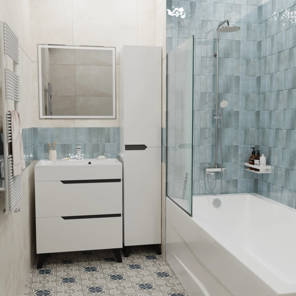 Тумба с раковиной ОРИОН-70 2 ящика белый/графит