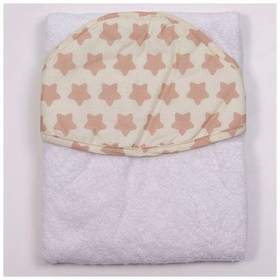Полотенце-уголок топотушки М5-3 махра 100*75 см звезда бежевый