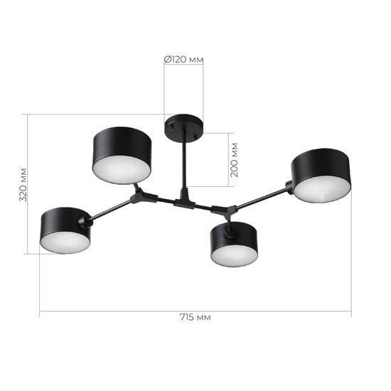 SLE183402-04 Светильник потолочный Черный/Черный E14 4*60W GIMENTO