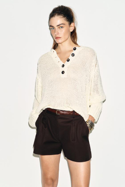 ZARA ШОРТЫ-БЕРМУДЫ С ВЫСОКОЙ ПОСАДКОЙ И РЕМНЕМ, КОРИЧНЕВЫЙ