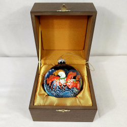 Елочный шар с росписью Палех "Тройка" в футляре