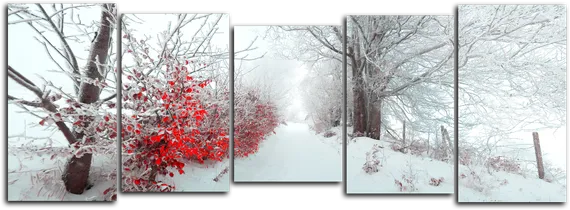 Модульная картина "Зима в деревне"