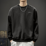 Мужская толстовка с вышивкой, зима, свободного кроя, с круглым вырезом, длинными рукавами, модная, осень-зима