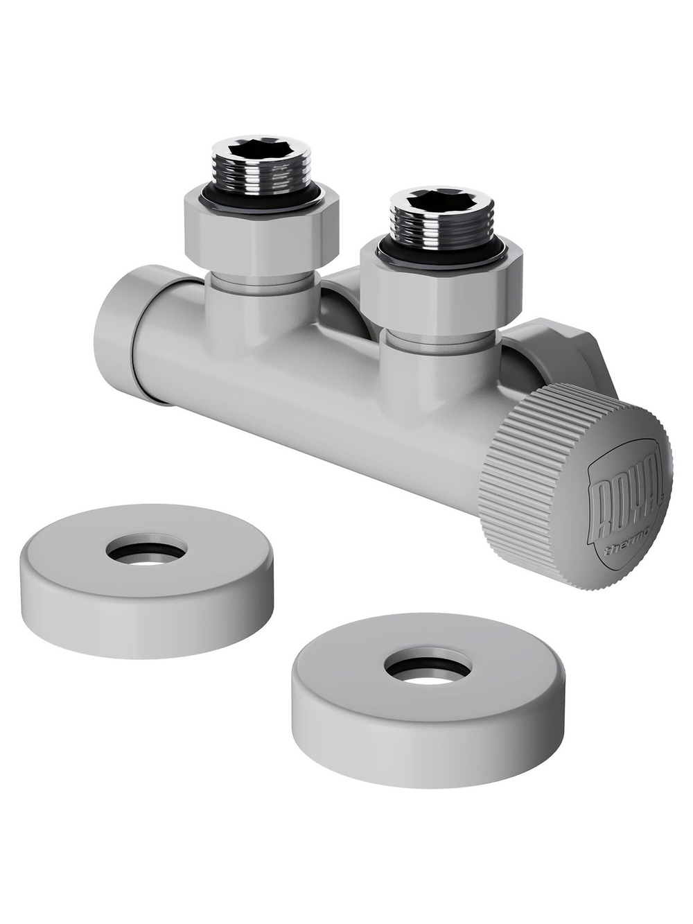 Узел нижнего подключения термостатический угловой Royal Thermo Design Pro 15мм М30х1,5 (Белый)