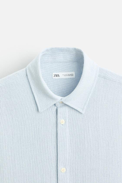 ZARA РУБАШКА В ПОЛОСКУ, СВЕТЛО-ГОЛУБОЙ