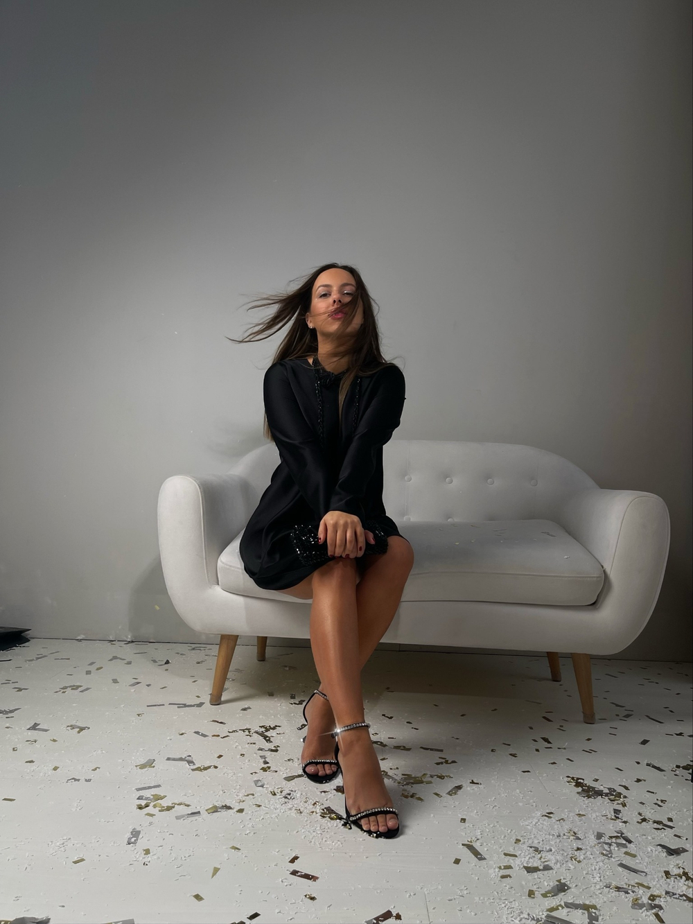 Шёлковое платье "мини" черное