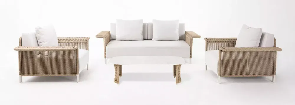 "Мальдивы" лаунж-зона из искусственного ротанга, цвет соломенный