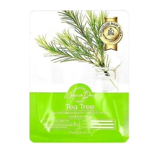 Тканевая маска с экстрактом Чайного Дерева Grace Day Tea Tree Cellulose Mask 5шт