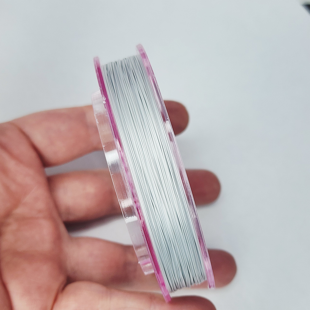 Ювелирный тросик, ланка, SakuLux, цвет белый жемчужный (P.SILVER), 0.4мм, цена за 1 метр