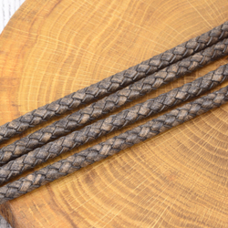 Шнур кожаный плетеный коричневый винтаж 6 мм (цена за 1 дм)