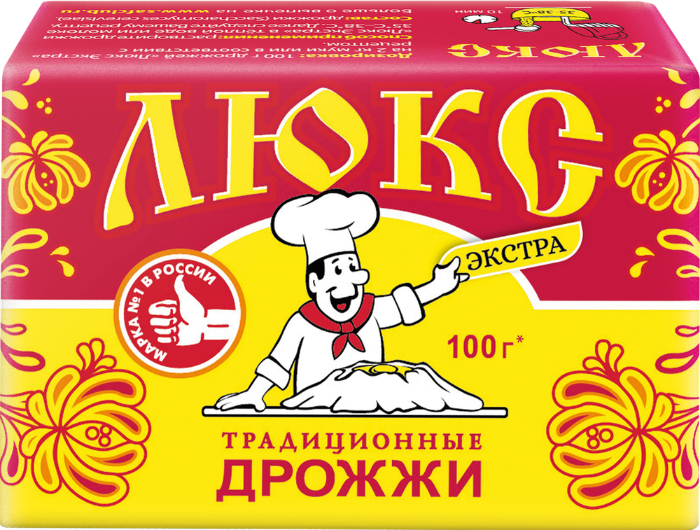 Дрожжи хлебопекарные прессованные ЛЮКС ЭКСТРА Традиционные (Обе) 100г