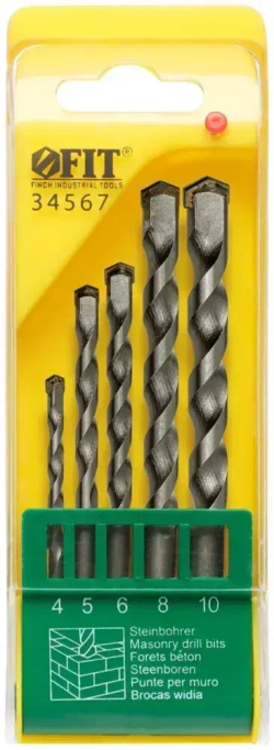 FIT Сверла по бетону кирпичу 4, 5, 6, 8, 10 мм 5 шт победитовые ударные
