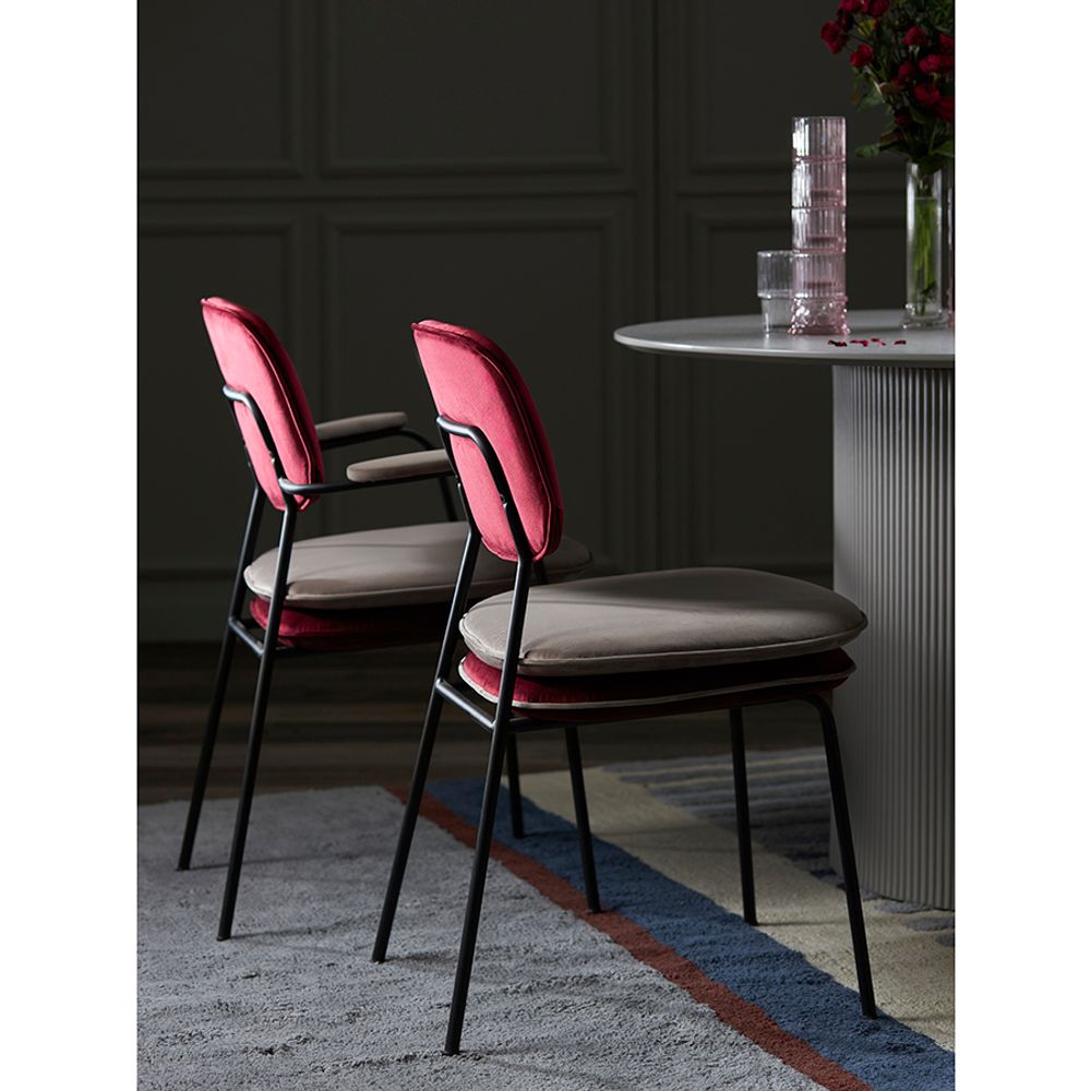 Стул с подлокотниками Pea, велюр, бордовый/бежевый