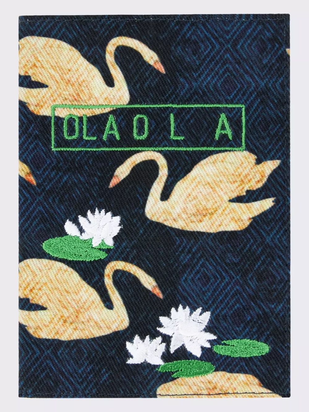 Обложка для паспорта с принтом и зеленой вышивкой OLA OLA