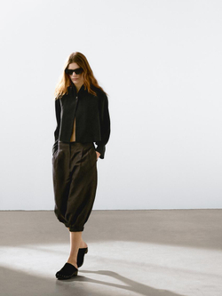 Massimo Dutti Короткий блейзер из смесовой льняной ткани, черный