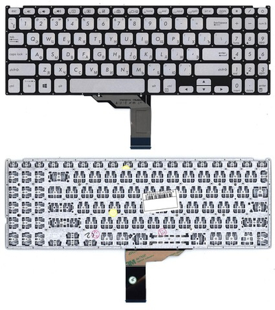 Клавиатура для ноутбука Asus Vivobook F509U серебристая с подсветкой