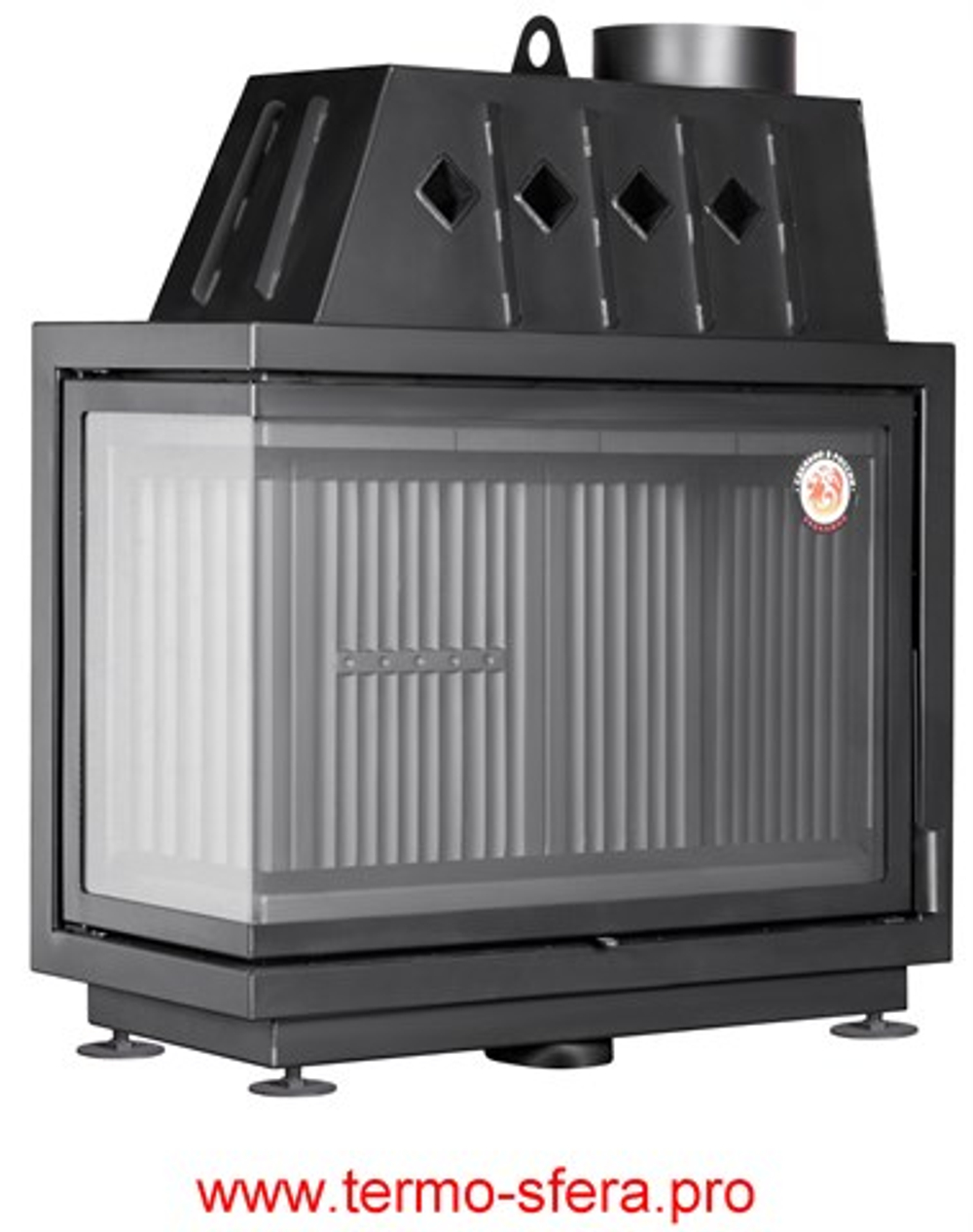 Каминная топка Экокамин Альфа 1000 LB два стекла левая черный шамот