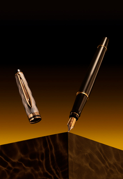 Перьевая ручка Waterman Reflections of Paris Expert DeLuxe Black GT, перо M, чернила: blue в подарочной коробке