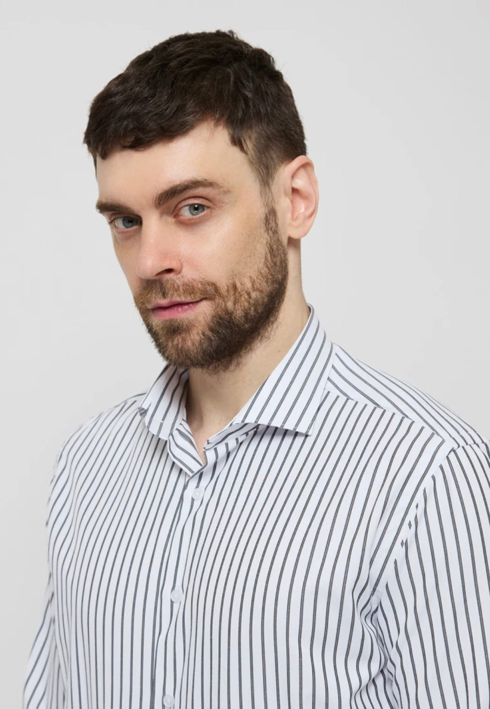 Мужская рубашка (белая с синим) Л16