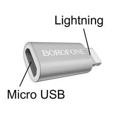 Переходник OTG Micro USB на Lightning Borofone BV5 (Серебро)