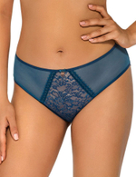 Трусики-слипы цвета деним с кружевной вставкой (Размер: S) (Цвет: грязно-синий)