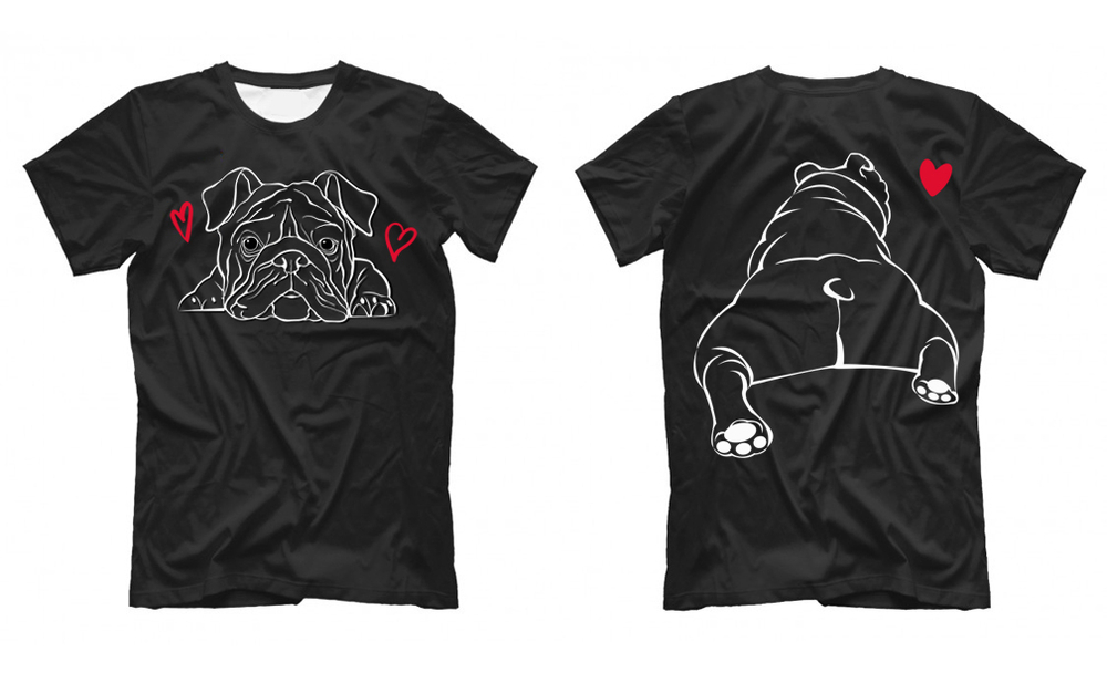 Футболка двусторонняя "Английский бульдог - любовь"