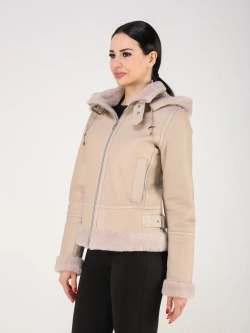 Дубленка зимняя натуральная с капюшоном пилот