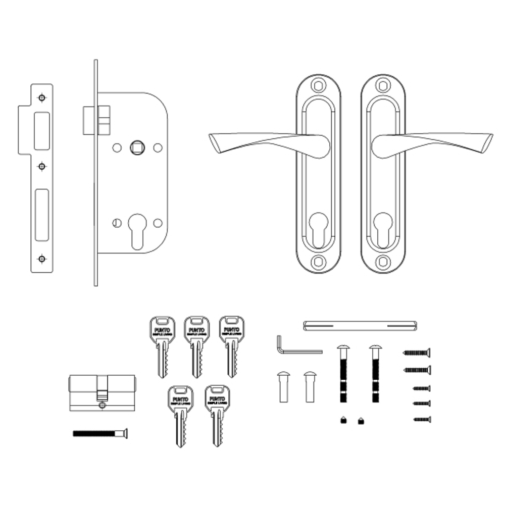 Замок цилиндровый в комплекте с ручкой LOCKSET16.CRONA.4070-1 (KIT P16 4070 CRONA) AB бронза