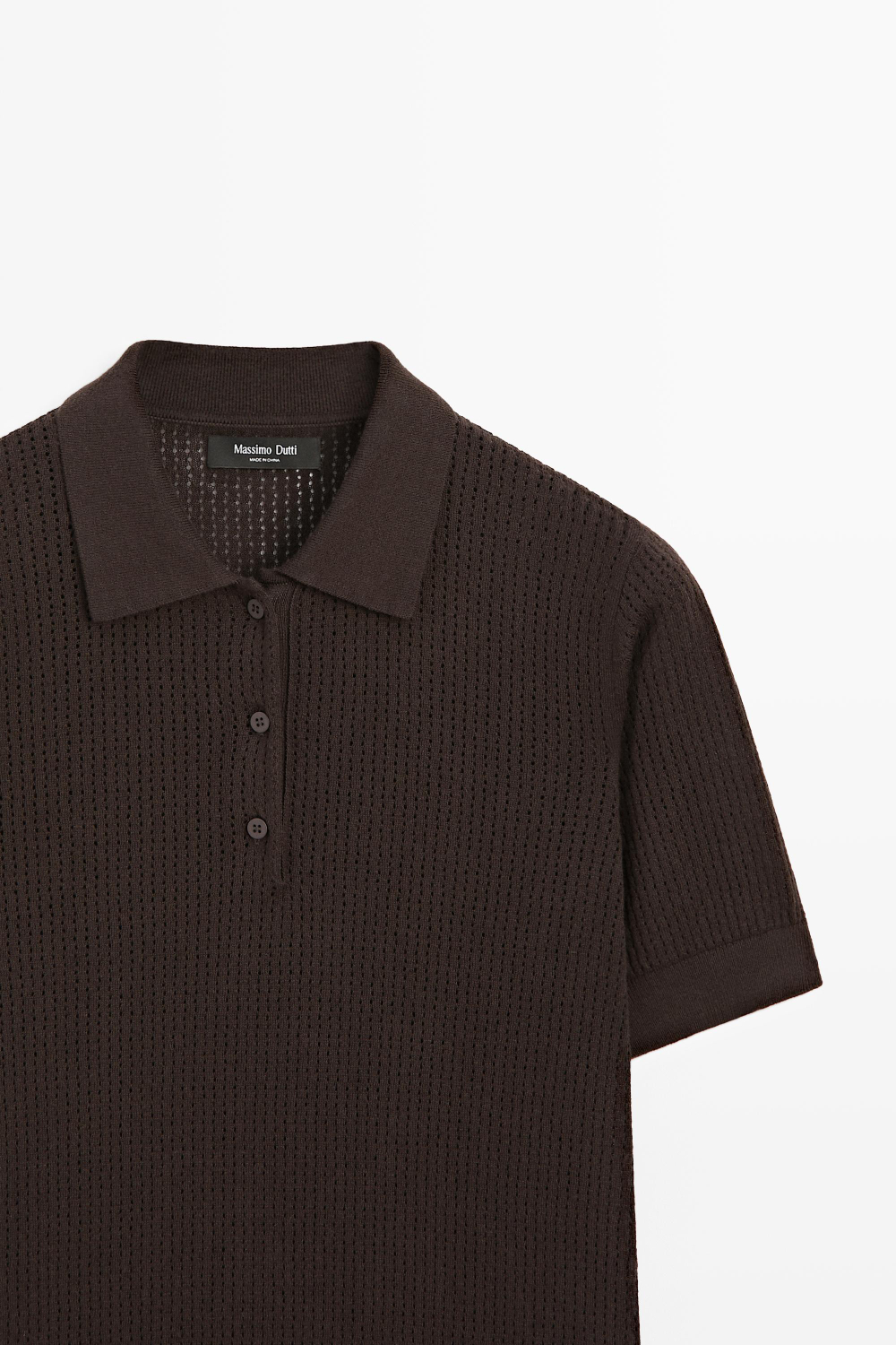 Massimo Dutti Ажурное поло из смесового хлопка, коричневый