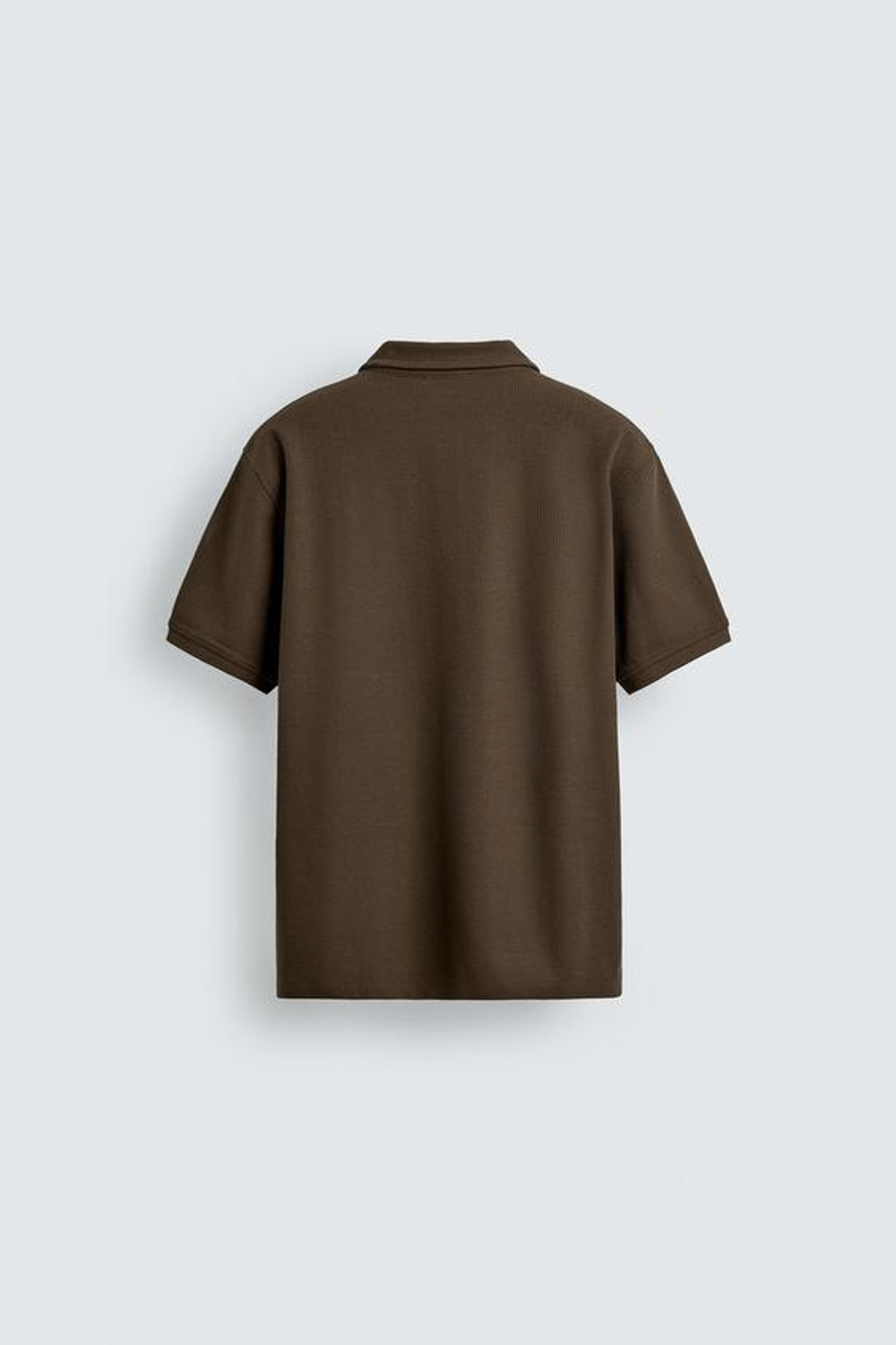 ZARA ПОЛО REGULAR FIT С РЕЛЬЕФНОЙ СТРУКТУРОЙ, КОРИЧНЕВЫЙ