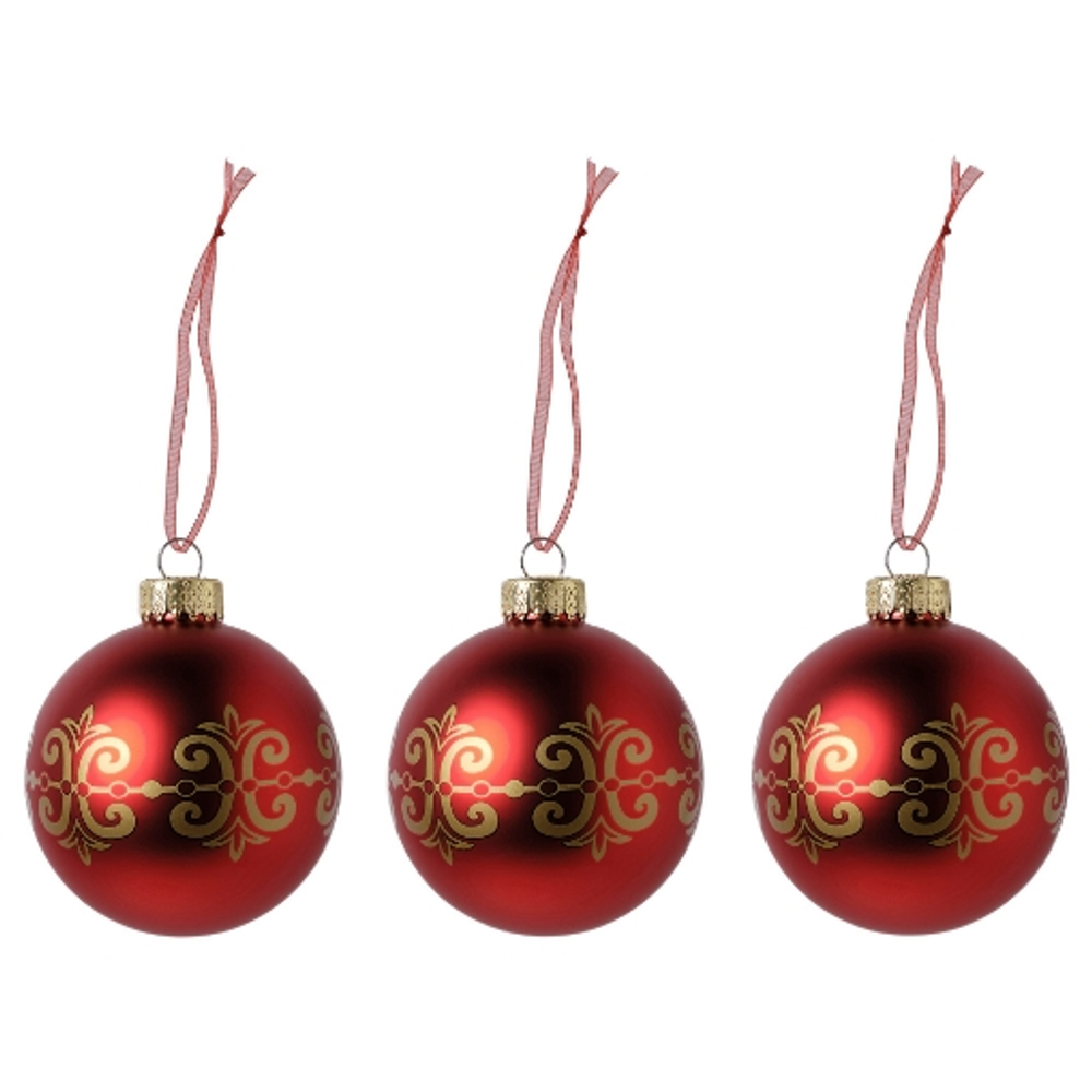 Набор ёлочных украшений Vintertid, 3 шт, 8 см, пластик, красный