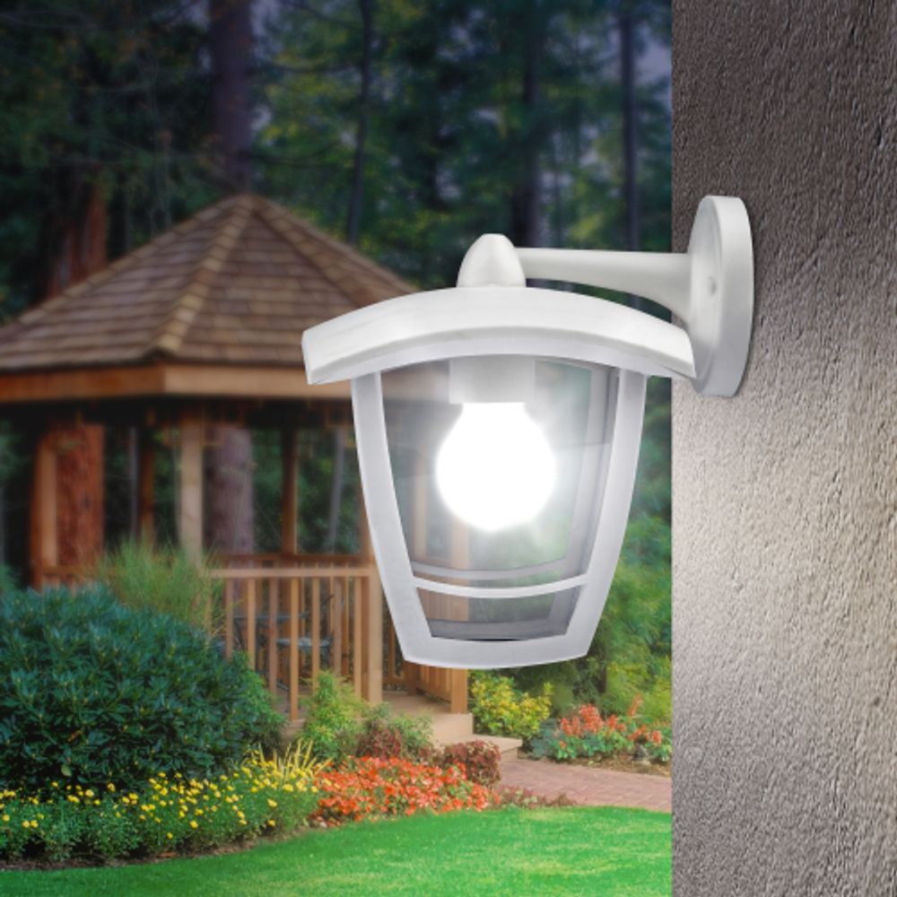 Садово-парковый светильник ЭРА «Дели 2» НБУ 07-40-002 белый 4-гранный настенный IP44 Е27 max60Вт