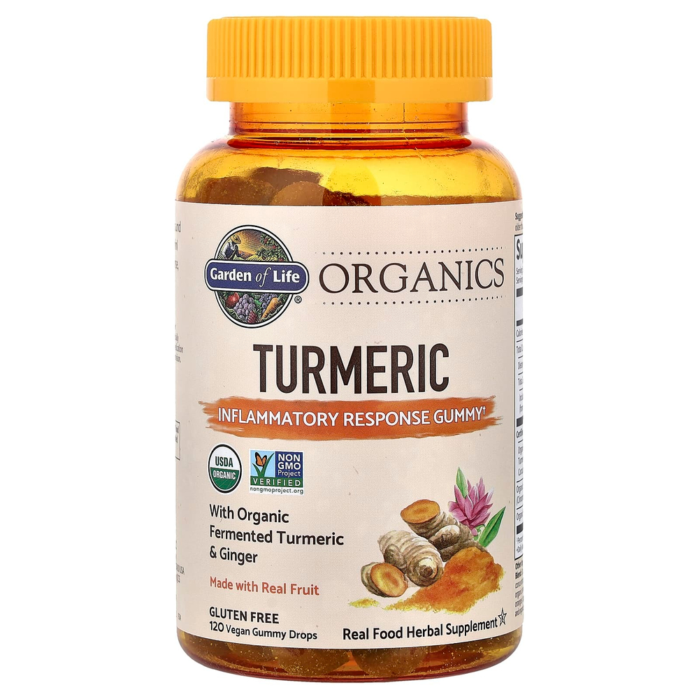 Garden of Life, Organics, жевательные таблетки с куркумой, 120 веганских жевательных таблеток