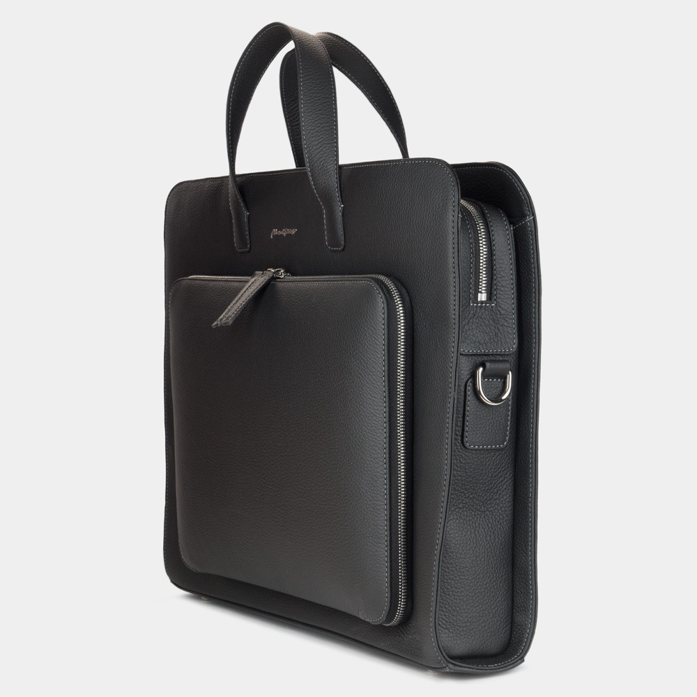 Мужская сумка Grande Ambassadeur Easy из натуральной кожи теленка, цвета черный мат