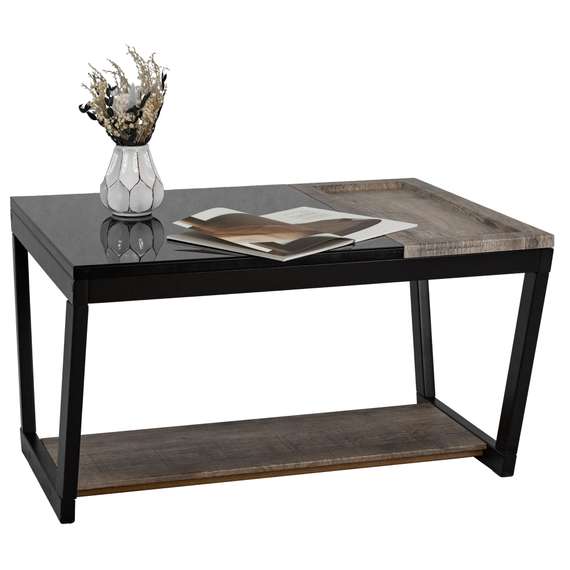 Стол журнальный BeautyStyle 31 дуб крымский состаренный/венге/стекло черное