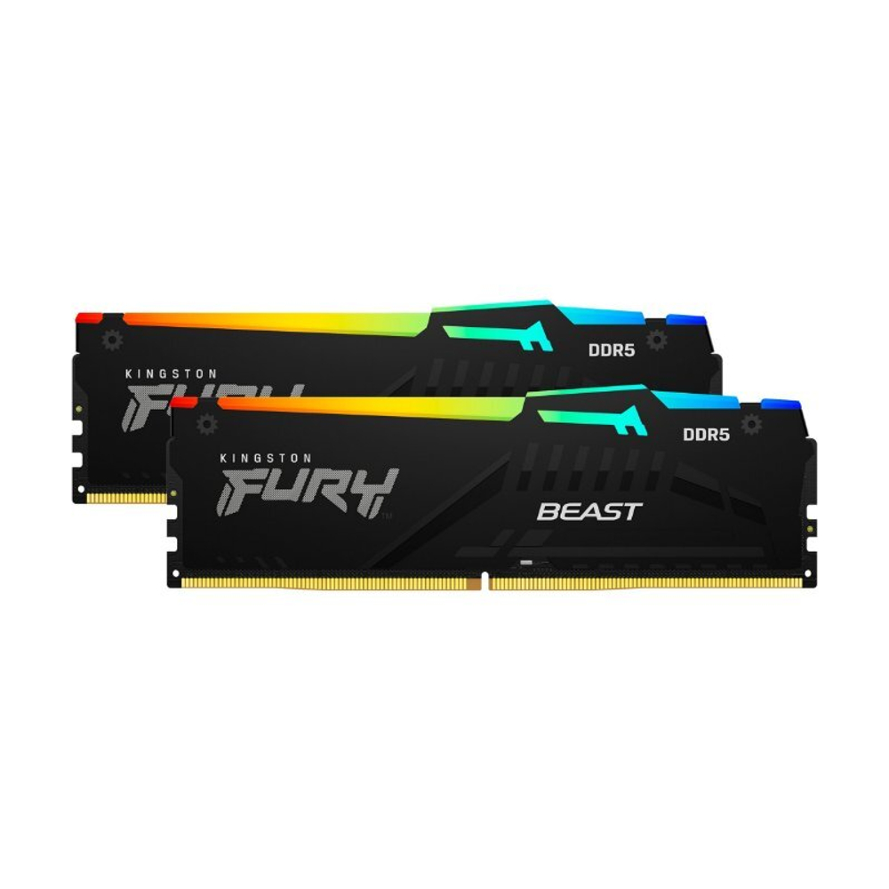 Оперативная память Kingston 32GB U-DIMM DDR5, 5600МГц, CL36 (Kit of 2) FURY Beast Black EXPO RGB