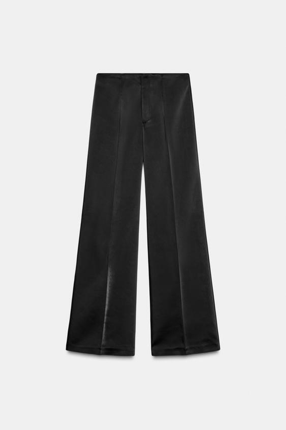 ZARA АТЛАСНЫЕ БРЮКИ С ВЫСОКОЙ ПОСАДКОЙ, ЧЕРНЫЙ