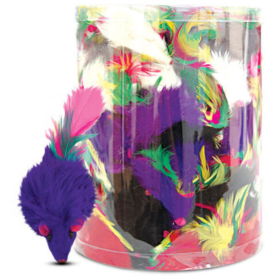 Игрушка для кошек "Мышь с перьями", 50мм (туба 200шт.), Triol