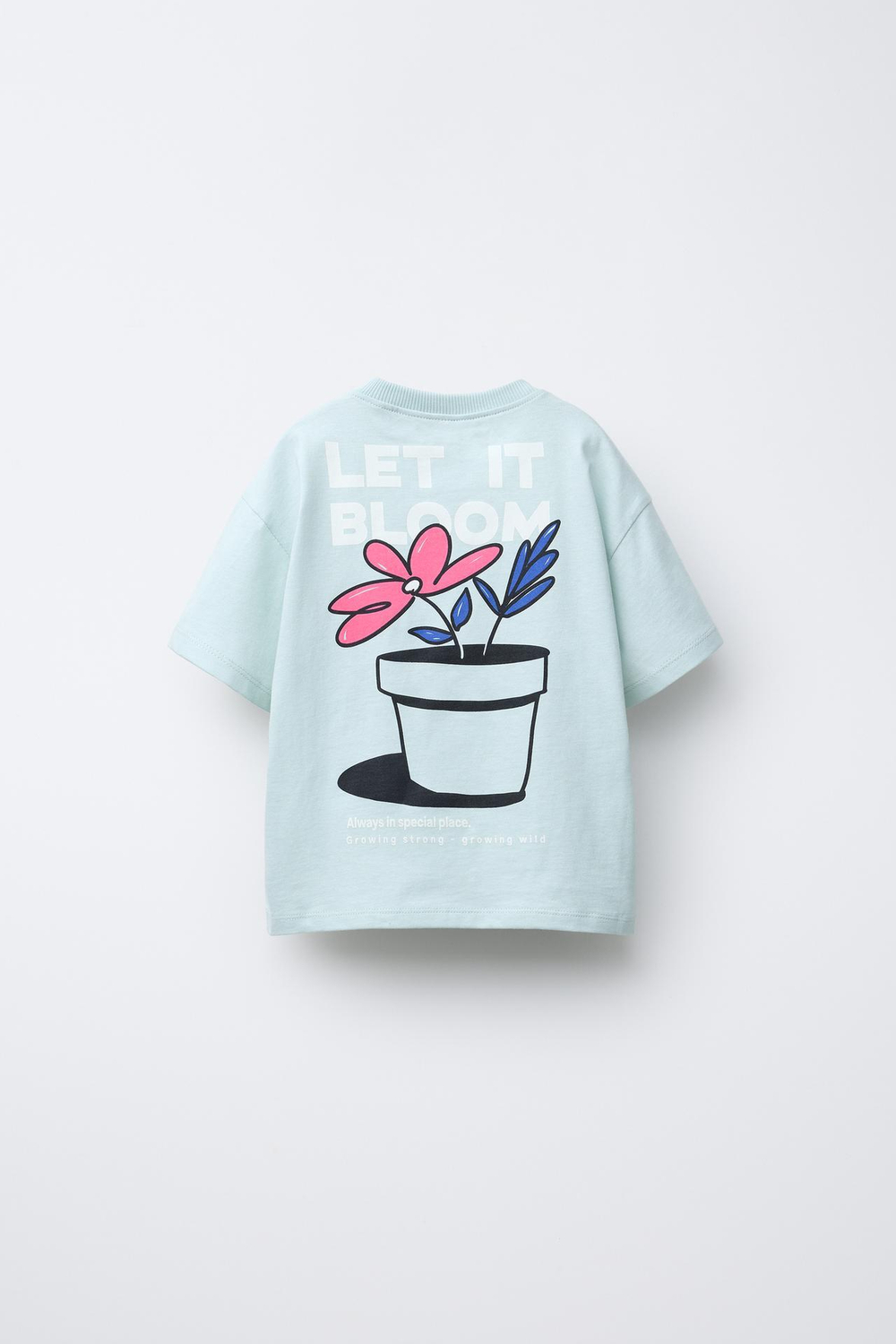 ZARA ФУТБОЛКА С ЦВЕТОЧНЫМ ПРИНТОМ, ГОЛУБОЙ