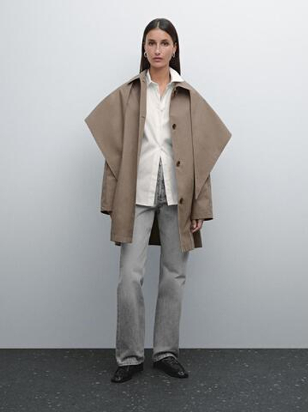 Massimo Dutti Тренч с шарфом, светлый хаки