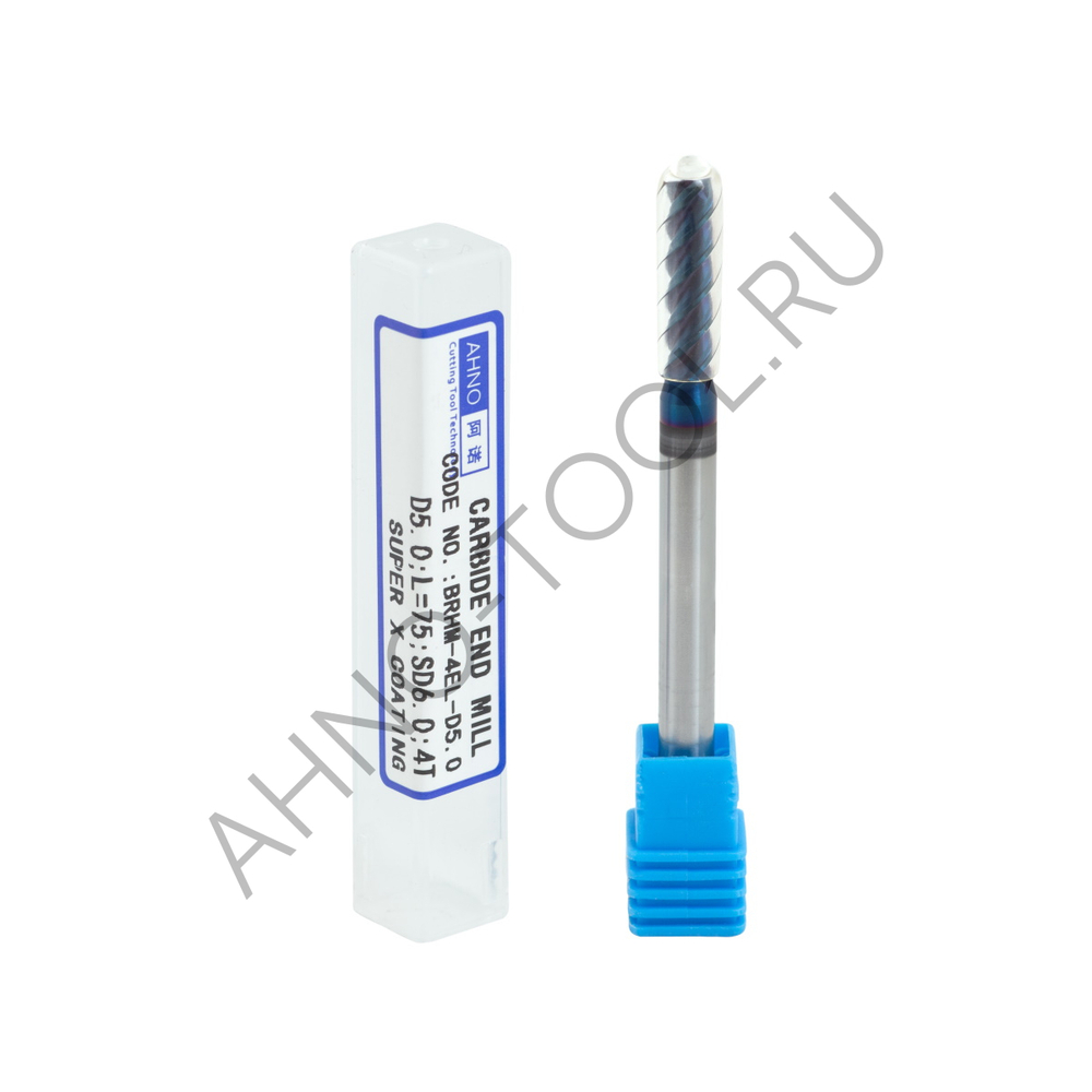 Фреза твердосплавная   5мм (L=75, l=20, хв=6) Z4 45° по закаленной стали BRHM-4EL-D5.0 HRC65 AHNO