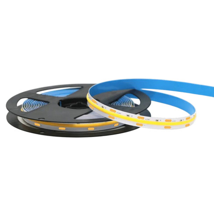 ULS-C21-COB-320LED-m-8mm-IP20-DC24V-10W-m-5M-3000K Гибкая светодиодная лента на самоклеящейся основе. Катушка 5м. в герметичной упаковке. Теплый белый свет 3000K. ТМ Uniel