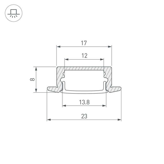 Встраиваемый профиль Arlight Line-2308-F-2000 Anod 040300