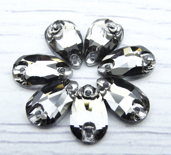 ХК023НН712 Хрустальные стразы круглые пришивные "капля", цвет: серый, размер: 7х12 мм, 10 шт.