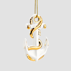 Набор из 4 елочных игрушек Farforite «Море зовет»: «Морской конек», «Морская звезда», «Якорь», «Штурвал» в подарочной коробке