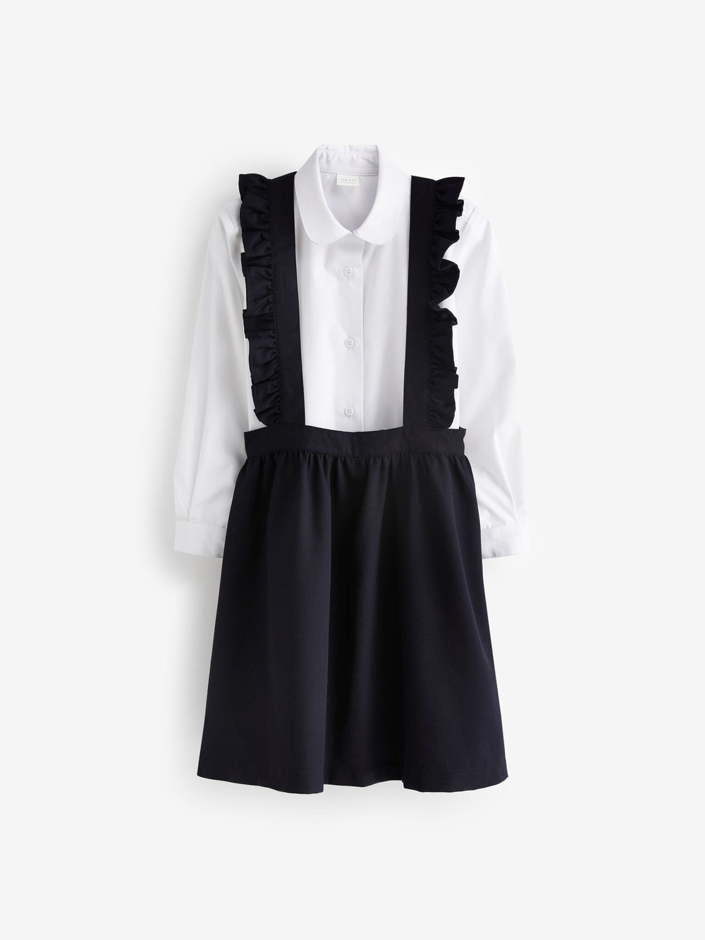 Сарафан школьный и рубашка в комплекте для девочки Next C44-160, Темно-синий, Белый