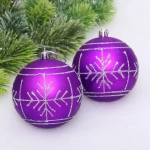 Новогодние шары «Сияние» 8 см (набор 2 шт), Фиолетовый