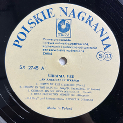 Винтажная виниловая пластинка LP Virginia Vee An American In Warsaw (Польша 1989)