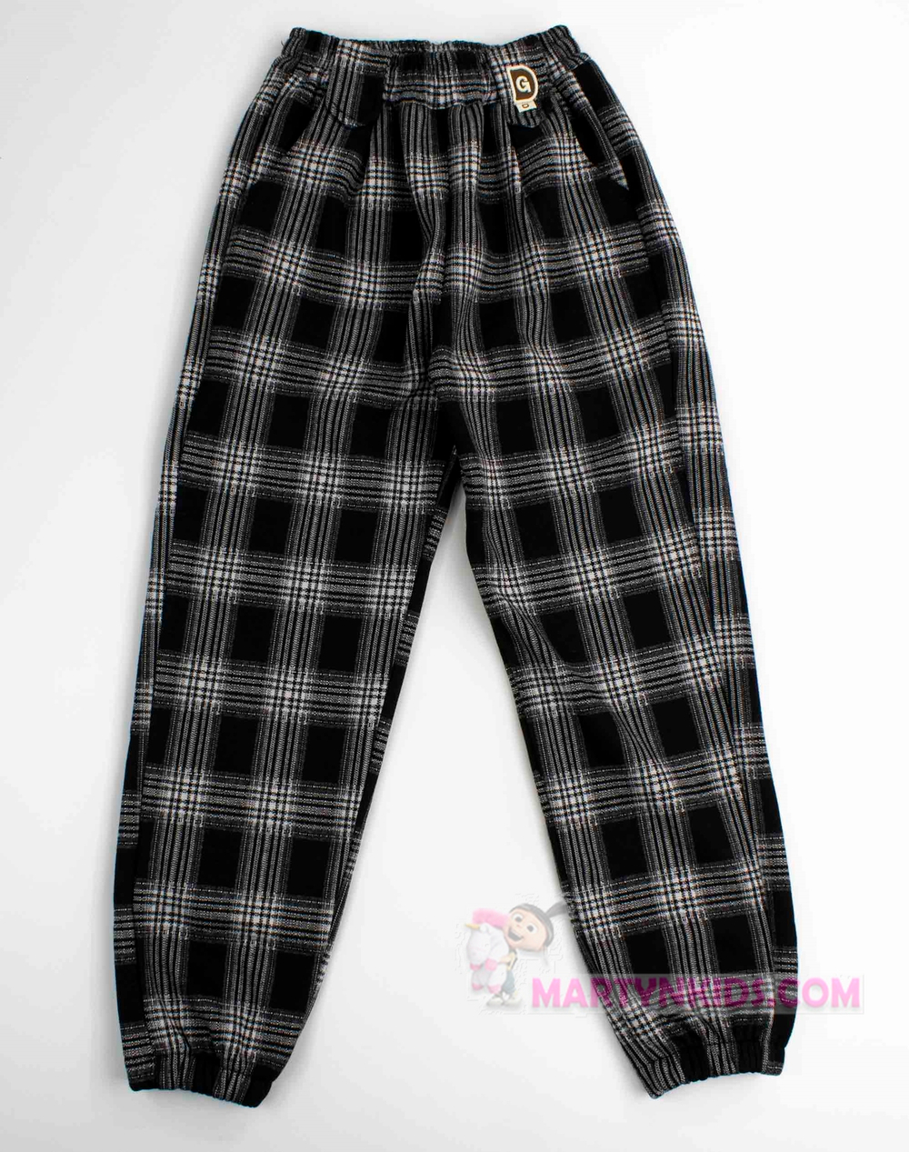 теплые брюки клетка " D " на резинке плис4859