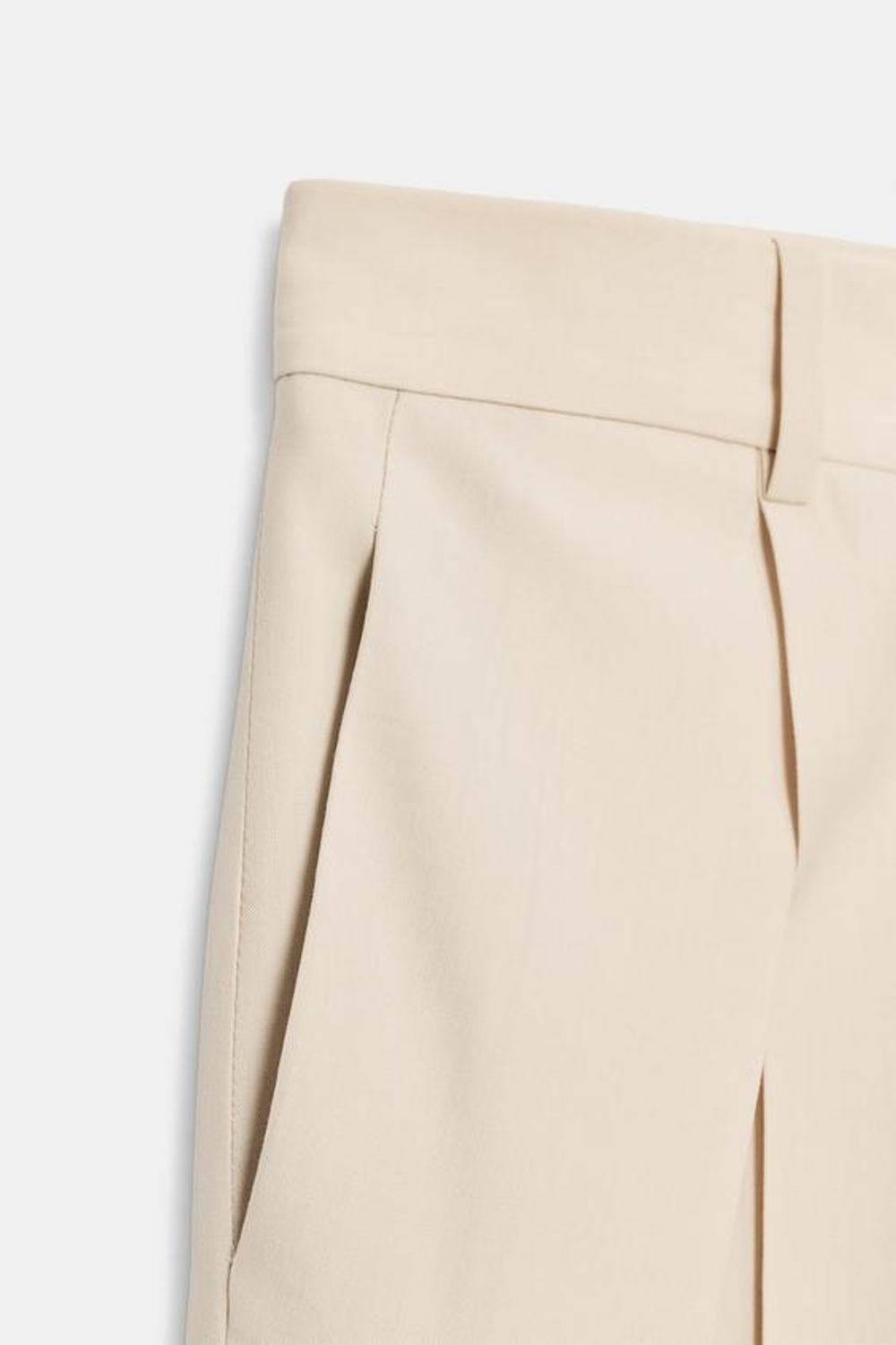 ZARA ШОРТЫ С ЗАЩИПАМИ ИЗ ШЕРСТИ — ZW COLLECTION LIMITED EDITION, БЕЖЕВЫЙ